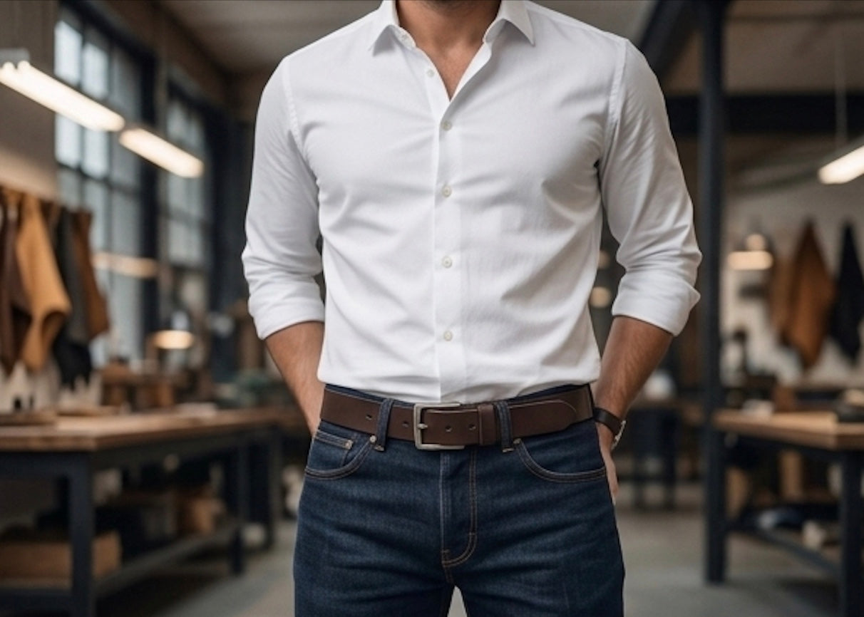 حزام 100% جلد طبيعي - بإبزيم إيطالي عالي الجودة